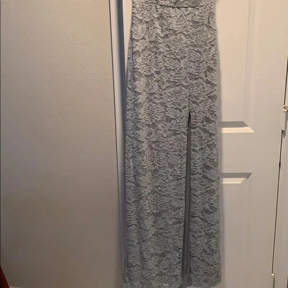 B Darlin Halter Lace and Sequin Long Dress - Picture 2 of 6